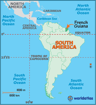 Guyane Fransaise carte sud amerique